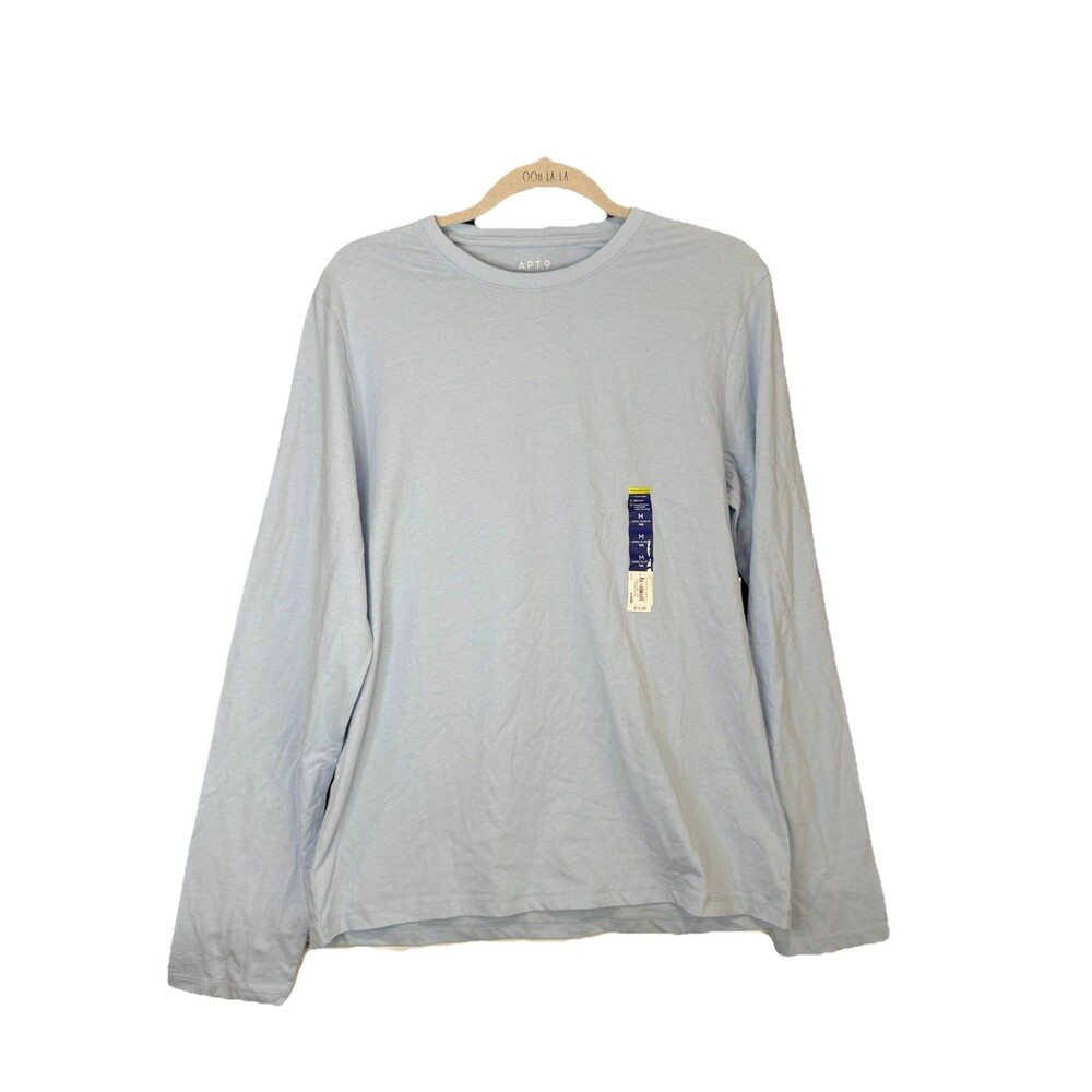 APT 9 Shirt Mens M Blue Long Sleeve Tee Premier Flex Stretch New Soft Touch